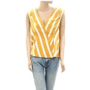 Maeve Anthropologie Small Mustard and White Striped Tank Top $45